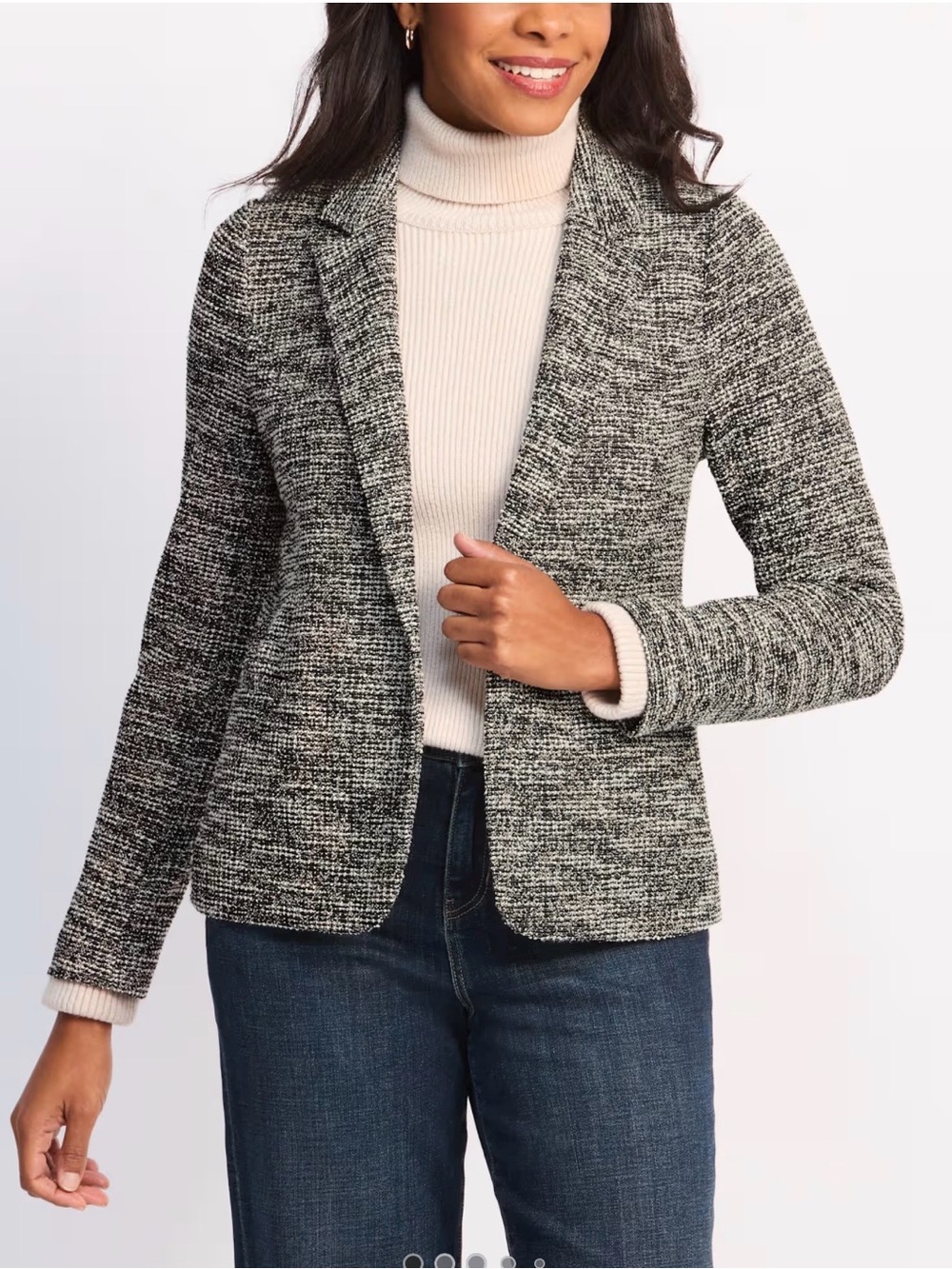 Skies Are Blue Black & White Tweed Knit Blazer.NWT. PTP is 18. Length is 23.